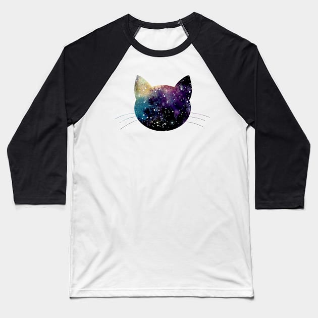 Cat and Nebula Baseball T-Shirt by Cordata